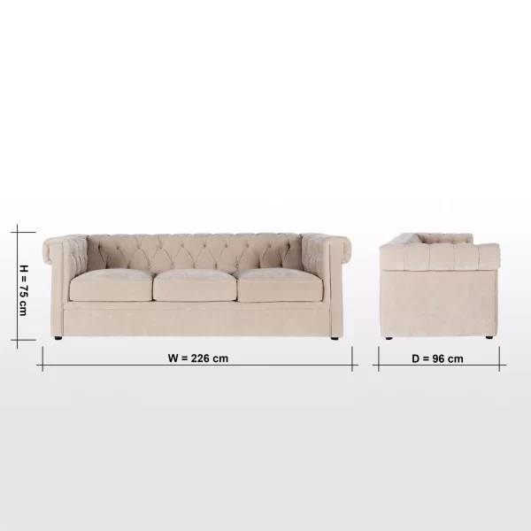 Avani 3-Seater Fabric Sofa - Image 4