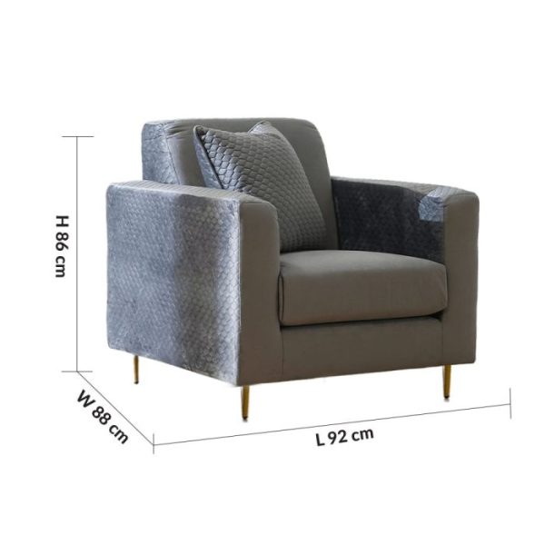 Canberra 1 Seater Fabric Sofa - Image 4