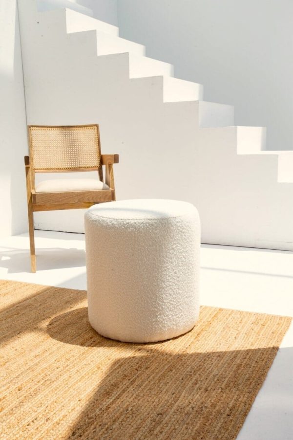 Cube Boucle Off-White Pouf - Image 3